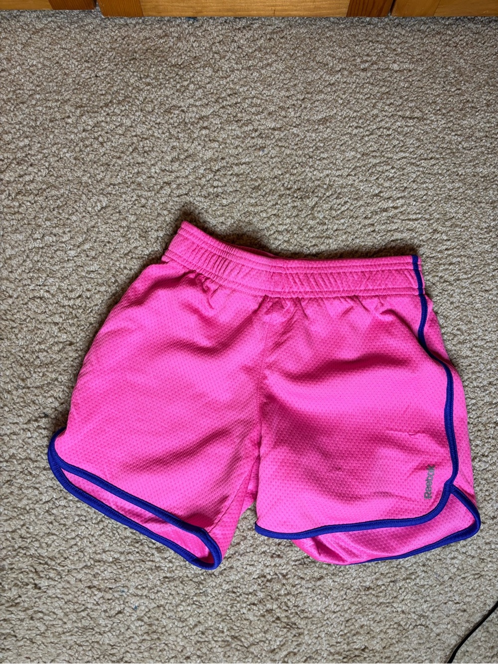 Reebok Neon Pink Athletic Shorts with Navy Trim